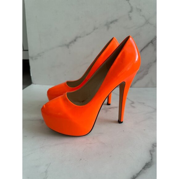 LAS LOSLANDIEN Orange Platform Heels Size 39 / US 9 - Picture 8 of 12